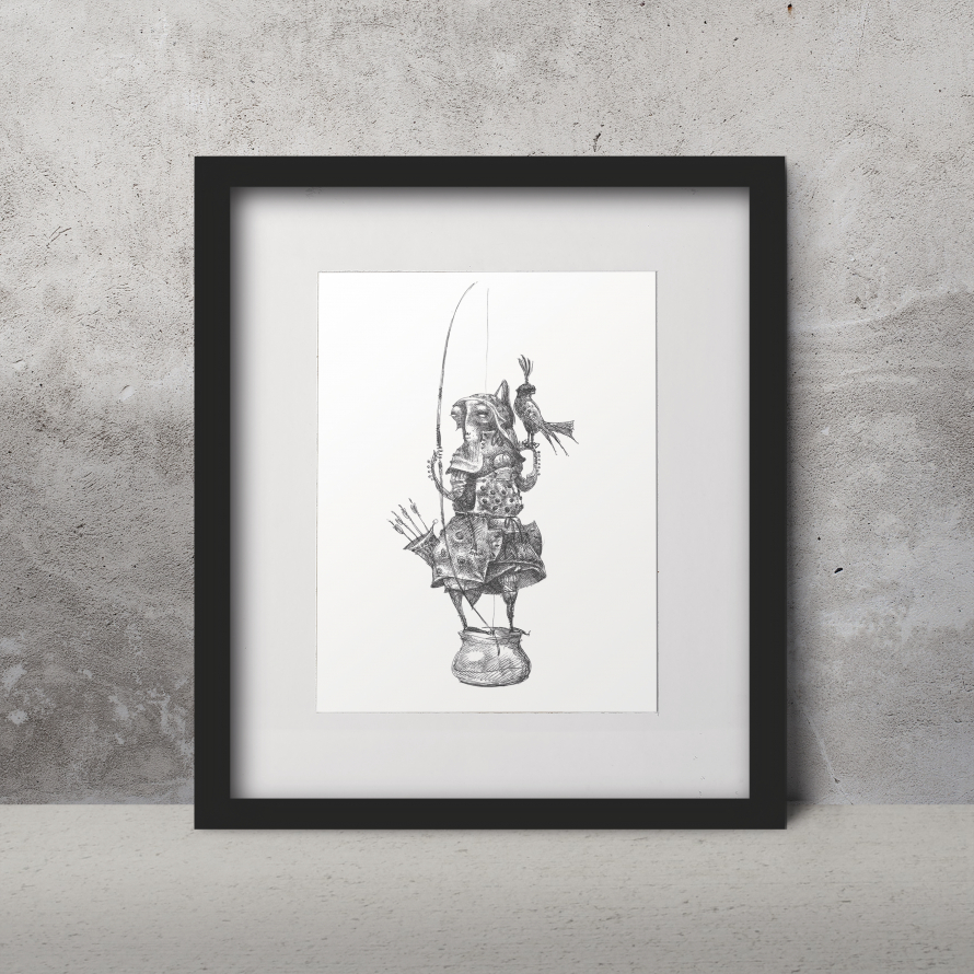 Warrior with falcon