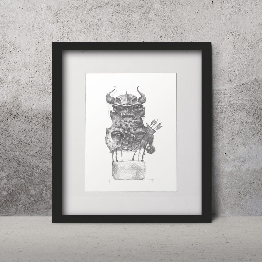 Warrior with horned helmet